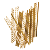 25 Paper Straws in 2 Assorted Gold Prints By Rice DK